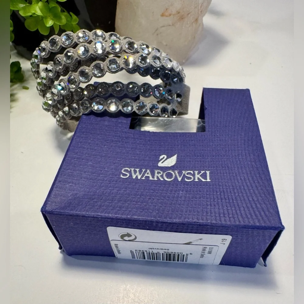Swarovski Grey Power Slake Collection 3 Strand Crystal Bracelet NIB - Picture 12 of 13